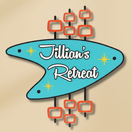 Personalized Retro Metal Sign with Jillian's Retreat printed on it