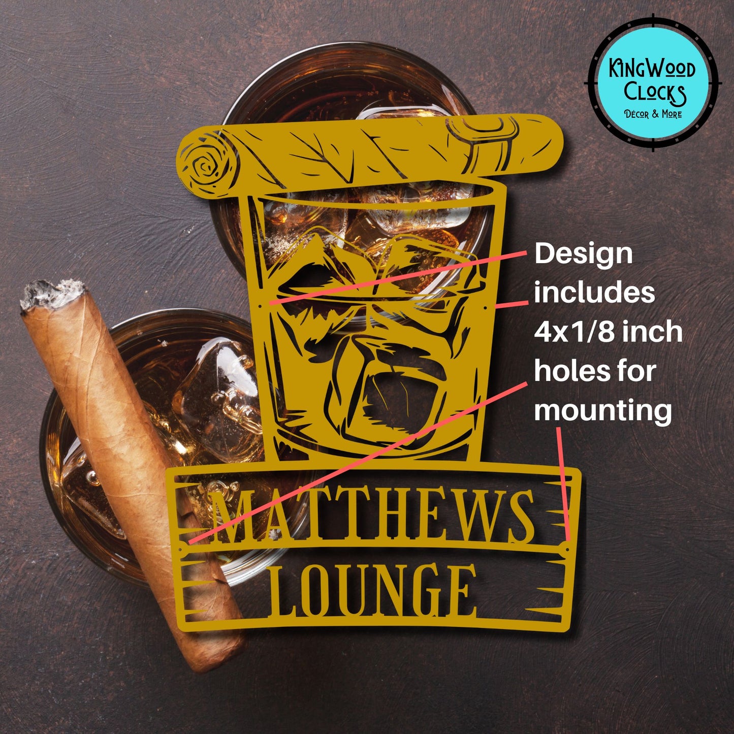 Personalized Whiskey & Cigar Metal Wall Art
