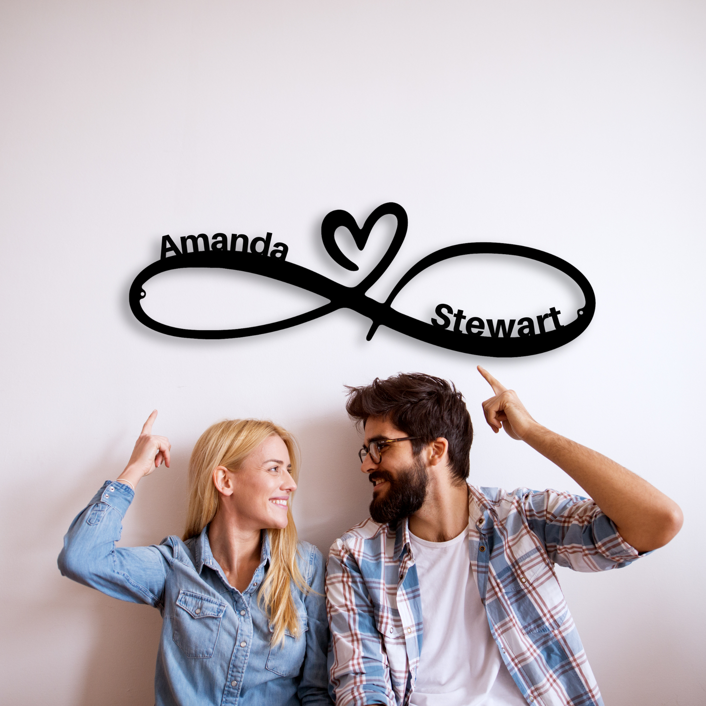 Personalized Infinity Heart Metal Wall Art