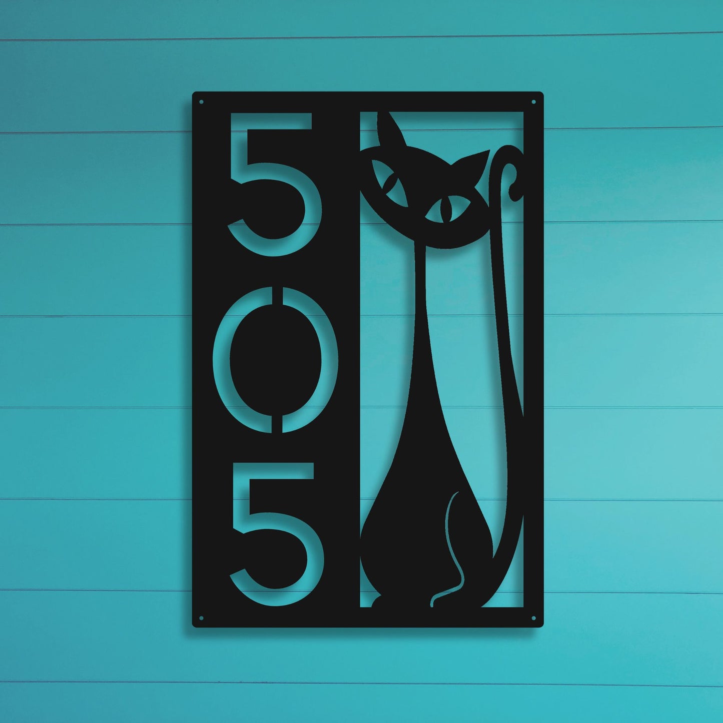 Atomic Cat Vertical Metal Address Sign