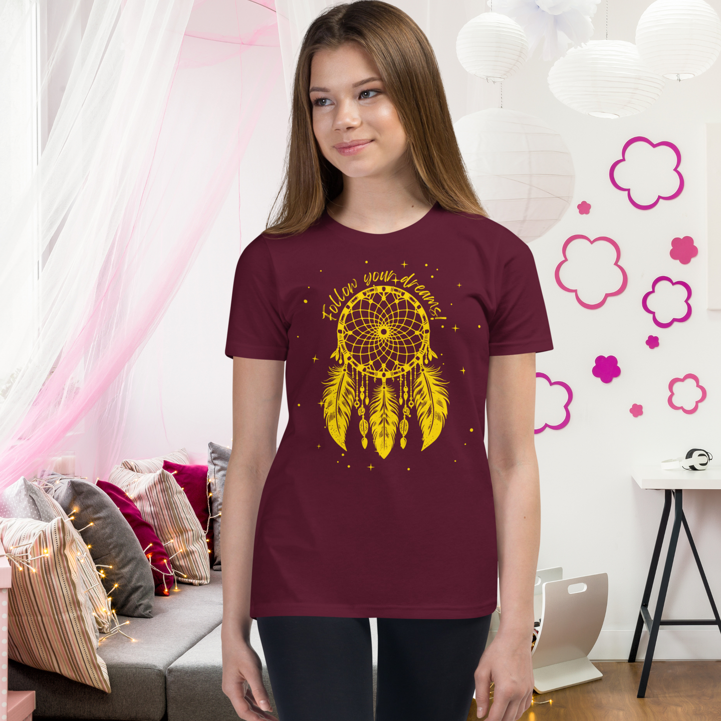 Starry Dreamcatcher T-Shirt, Unisex Youth, Native American Style, Follow Your Dreams, Boho Apparel, Girls Outfits, Matching Mom and Daughter