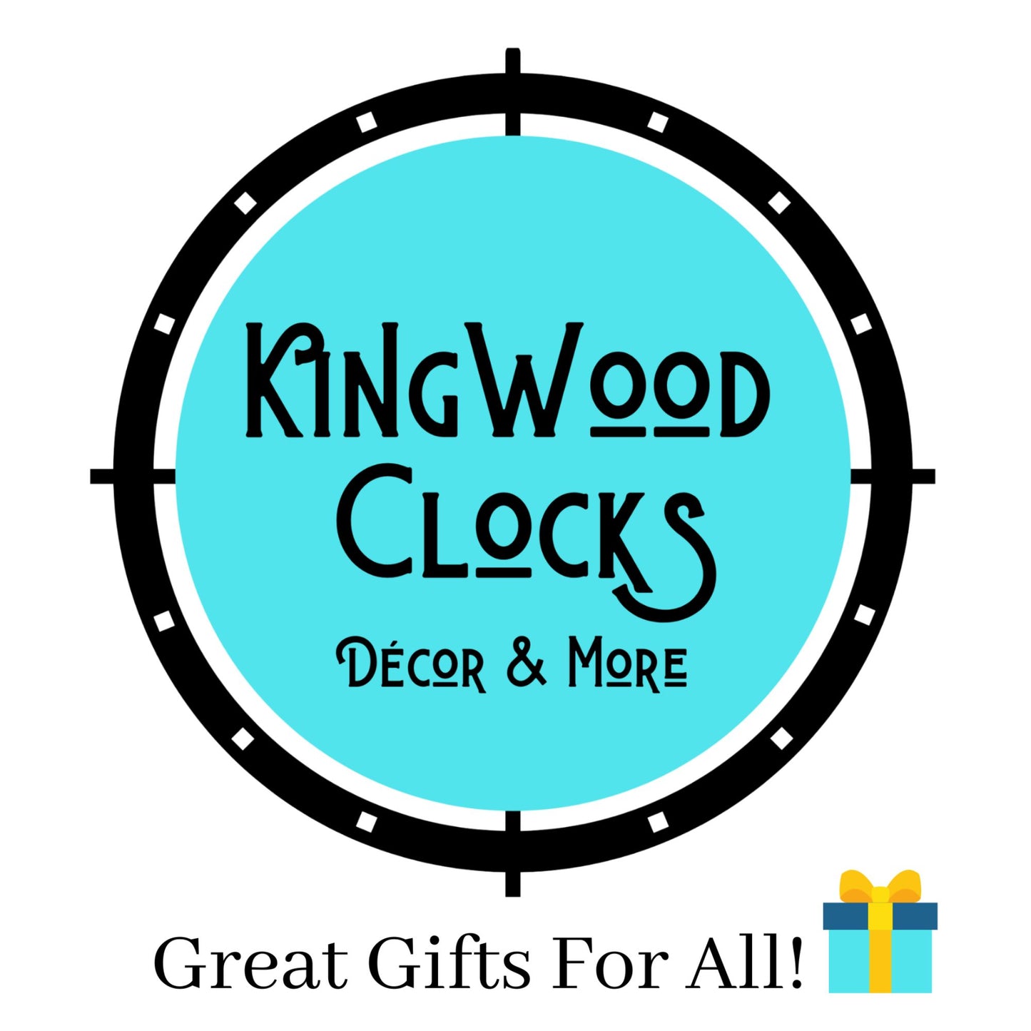 Kingwood Clocks logo with a blue circle and black text on a white background