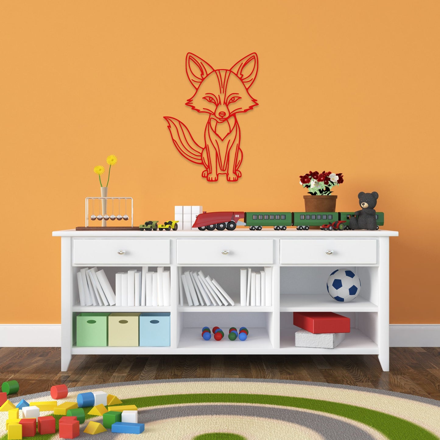 Fox Metal Wall Art, Kids Bedroom Decor, Animal Theme Playroom, Over The Bed Sign, Sons Birthday Gift, Grandson Gift