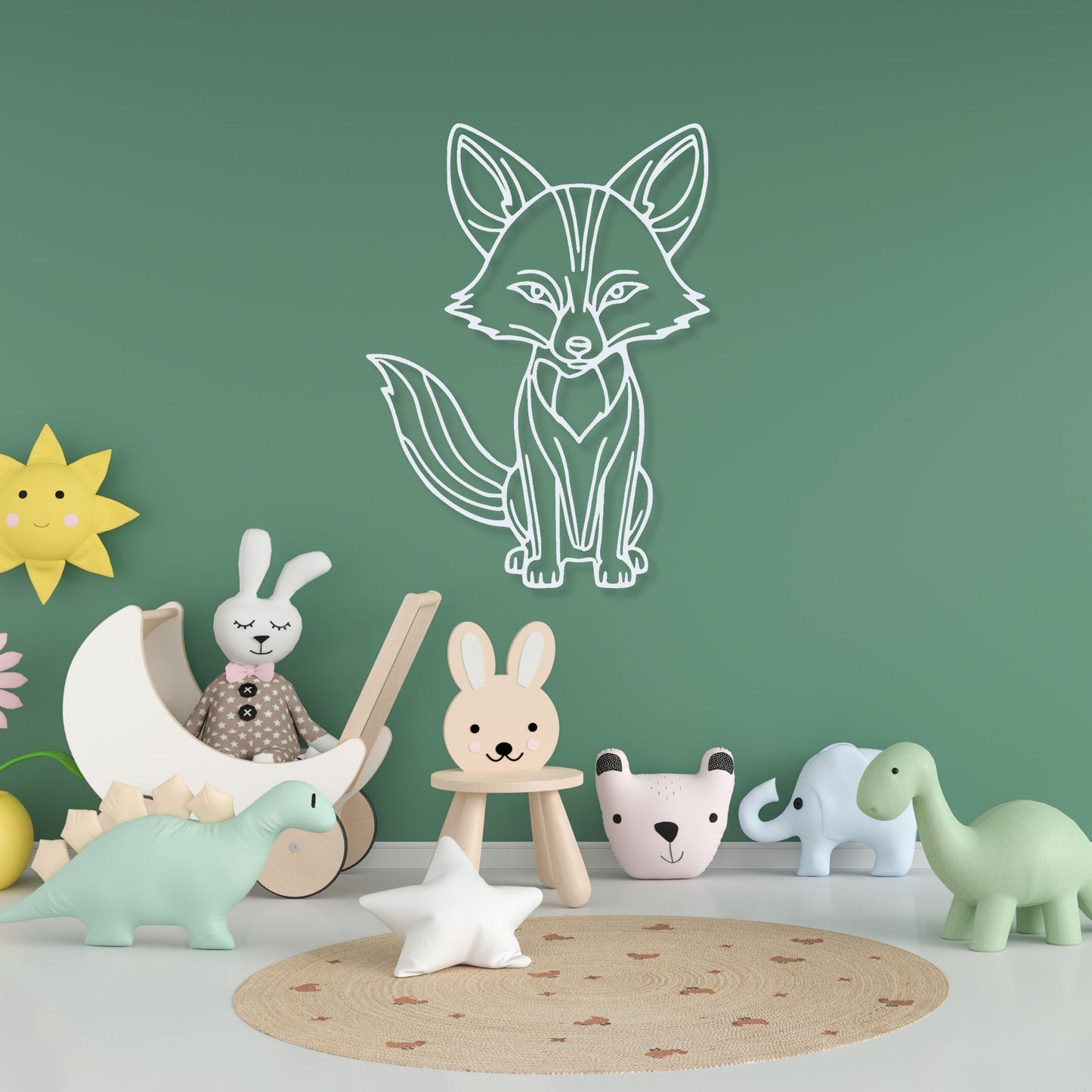 Fox Metal Wall Art, Kids Bedroom Decor, Animal Theme Playroom, Over The Bed Sign, Sons Birthday Gift, Grandson Gift