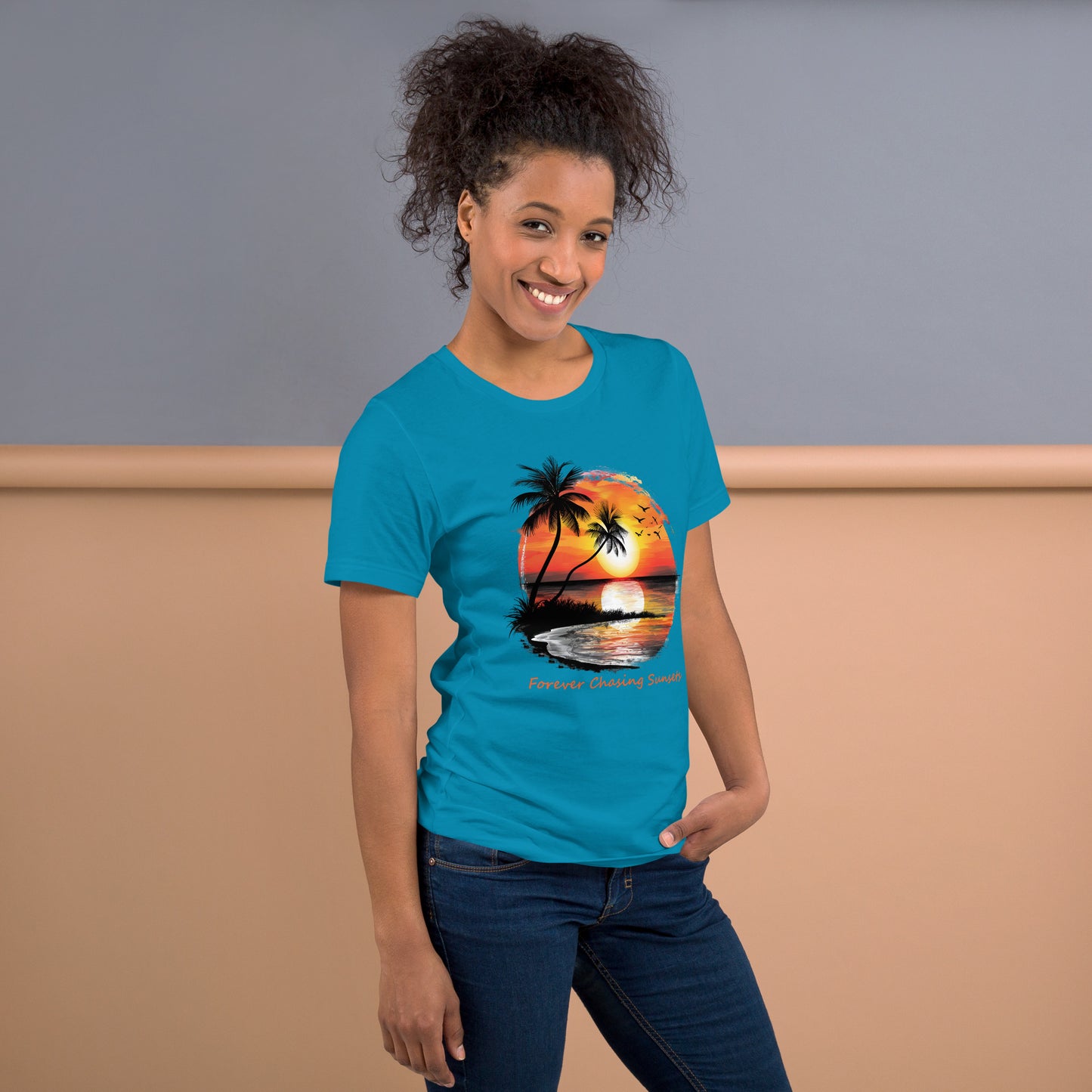 Chasing Sunsets T-shirt, Unisex, Beachy Summertime Vibes, Orange Sunset Rays, Matching Family Tees, Twin Girls Vacation Outfit, Gift For Her