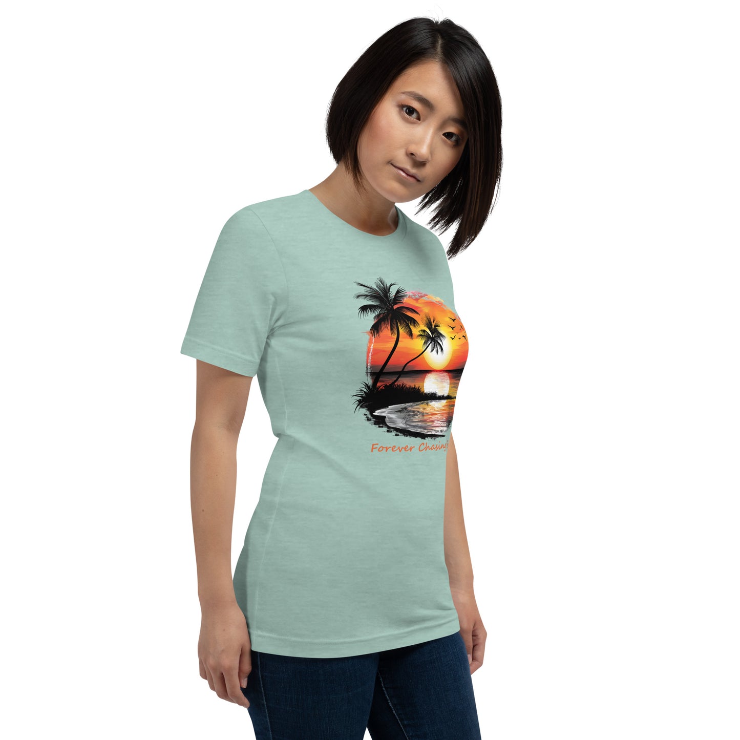 Chasing Sunsets T-shirt, Unisex, Beachy Summertime Vibes, Orange Sunset Rays, Matching Family Tees, Twin Girls Vacation Outfit, Gift For Her