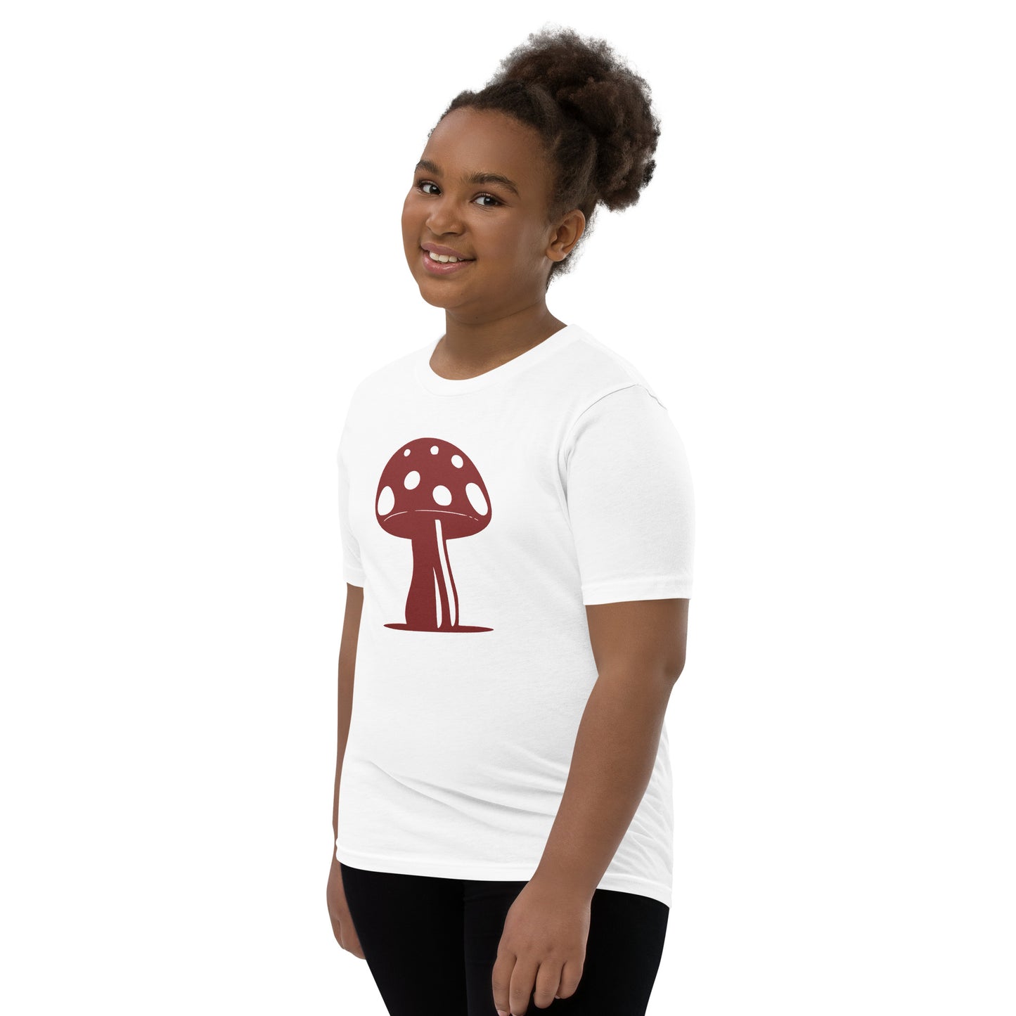 My Mushroom T-Shirt, Unisex Youth Size, Matching Family Apparel, Nature Theme Girls Outfits, Twin Mom & Daughter Clothing, Retro Garden Tee girl in white