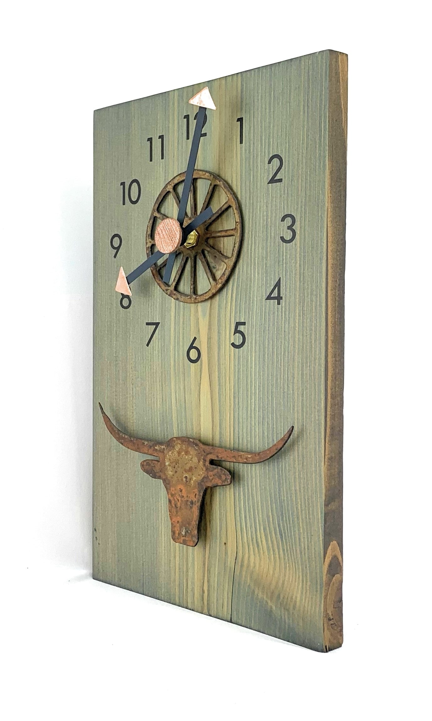 KingWood Wood & Metal Wall Clock "Longhorn Wagon Wheel"