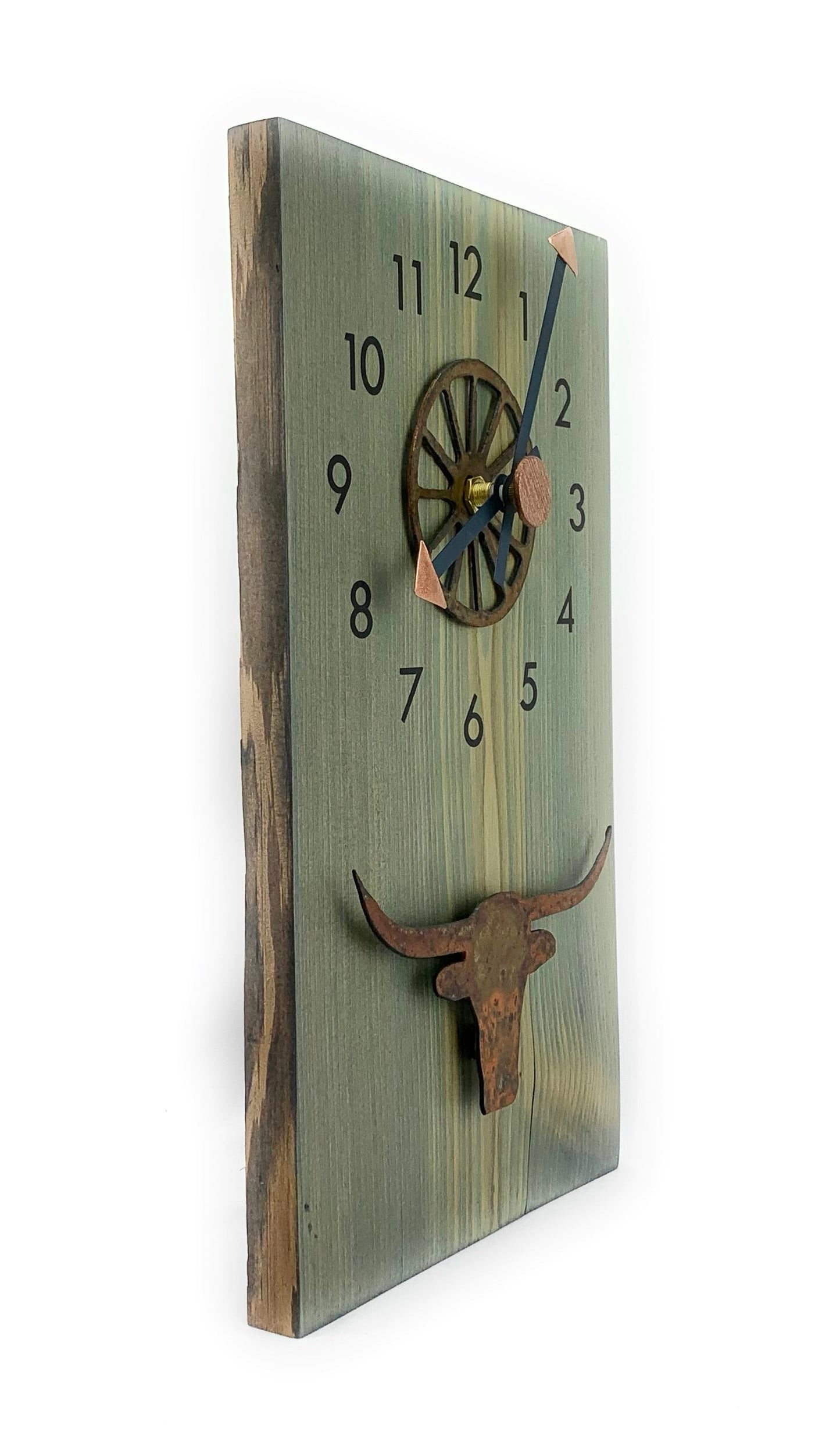 KingWood Wood & Metal Wall Clock "Longhorn Wagon Wheel"