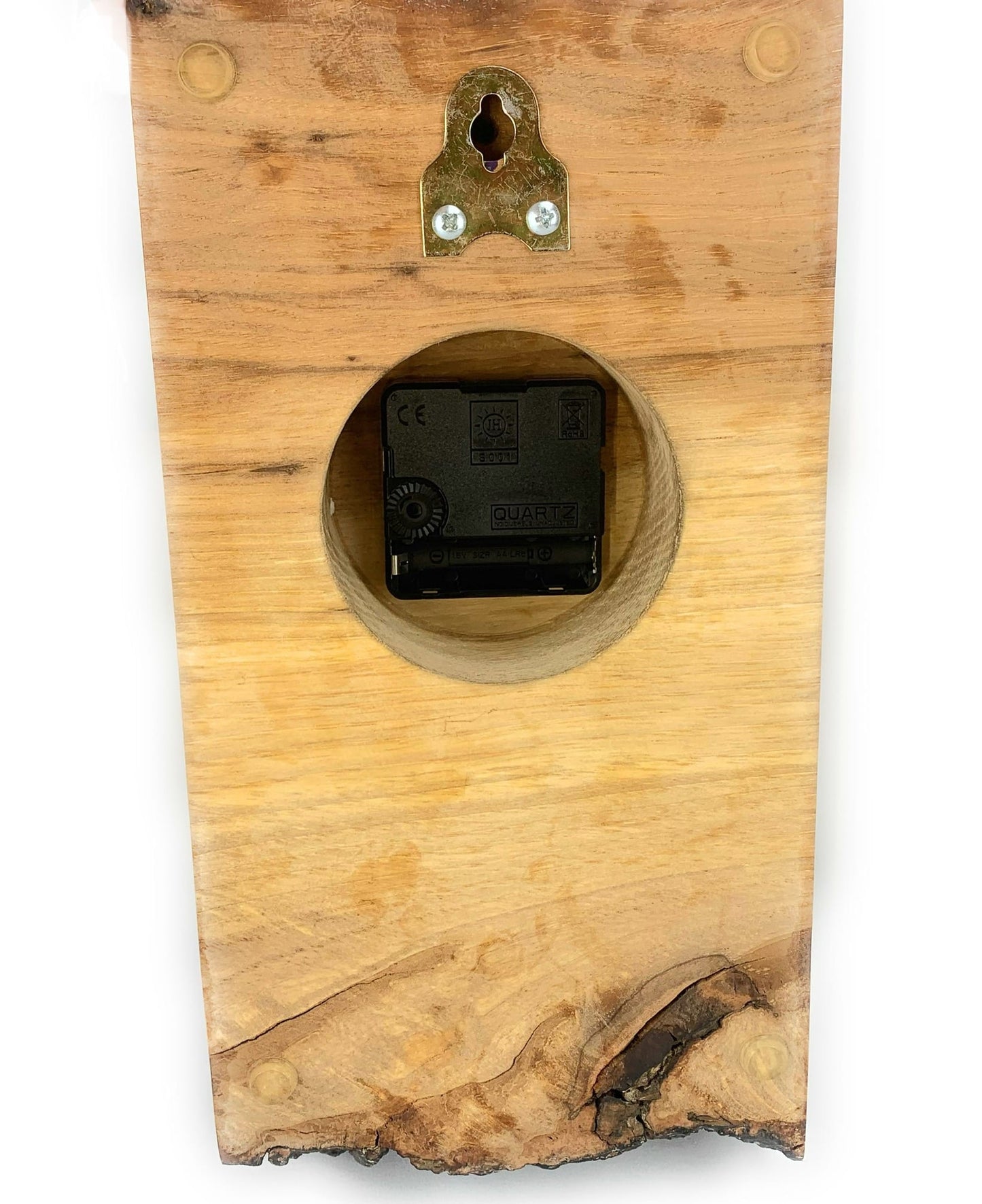 KingWood Live Edge Texas Pecan Slab Wall Clock "Texas Love"