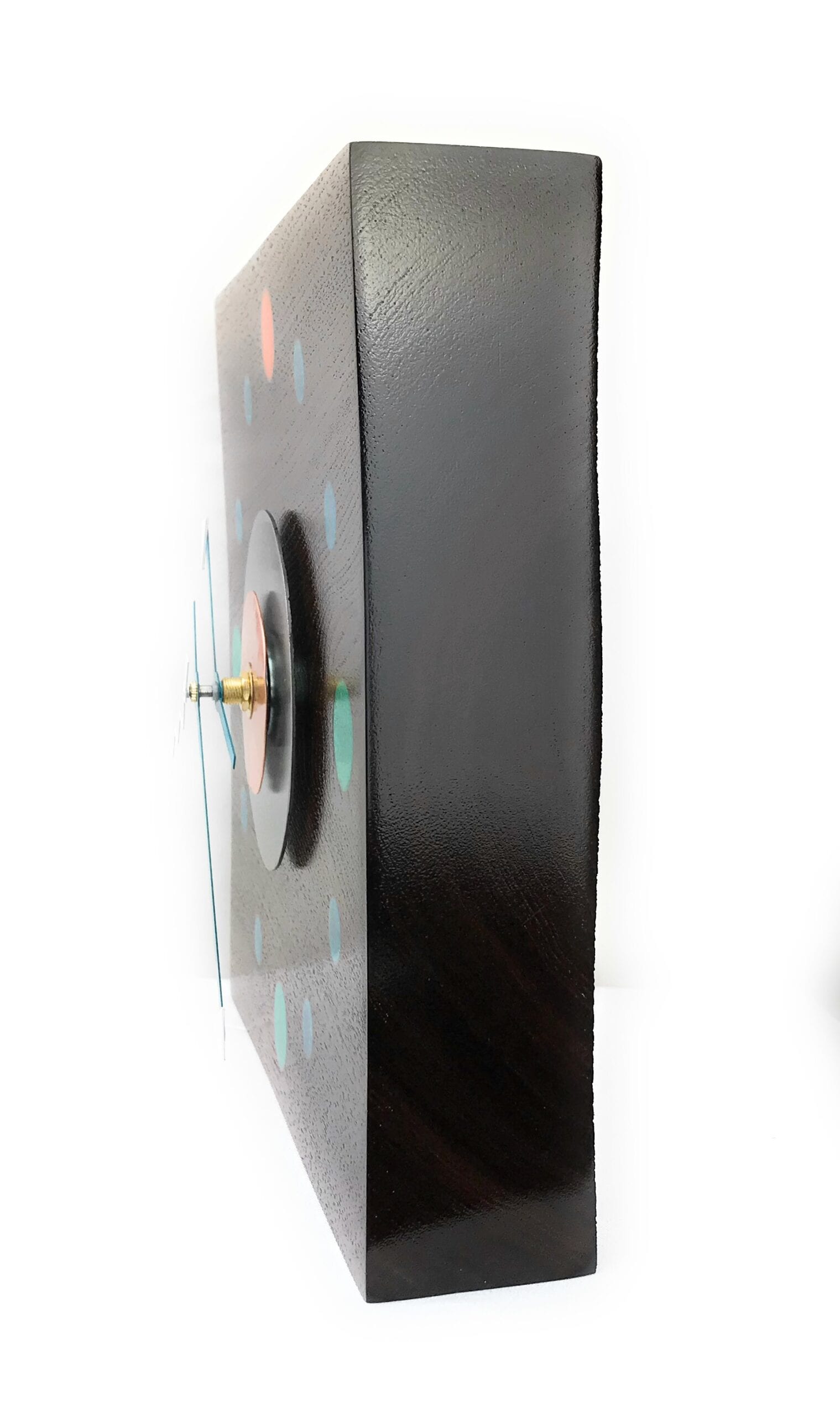 KingWood Reclaimed Walnut Slab "Aurora" Wall Clock with Epoxy Inlay & Steel / Copper