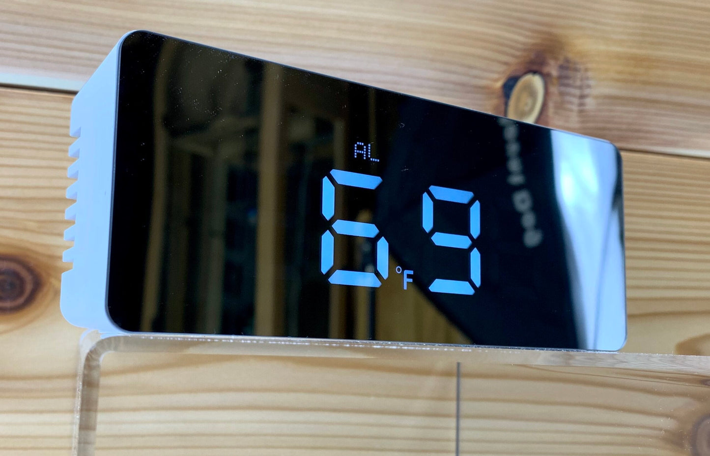 Bedside Mirror LED Alarm Clock, Rectangle