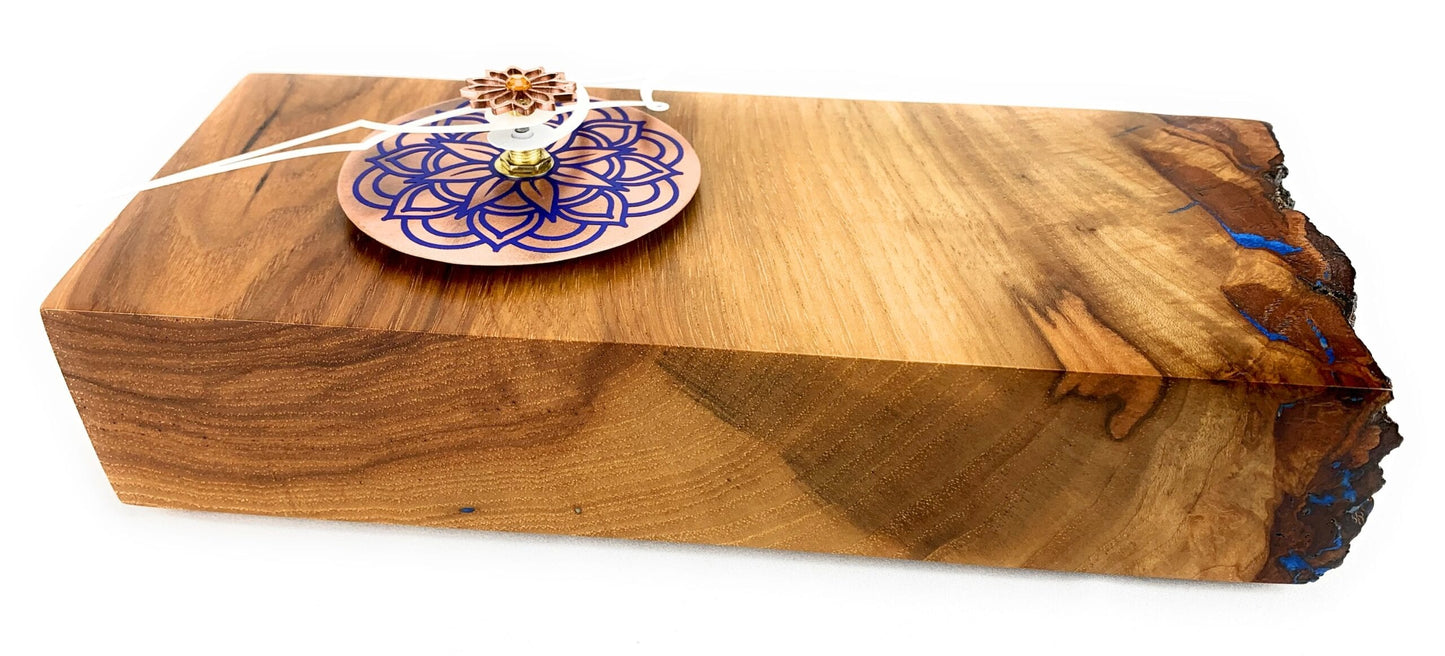 KingWood Live Edge Texas Pecan Slab Wall Clock "Tropic"