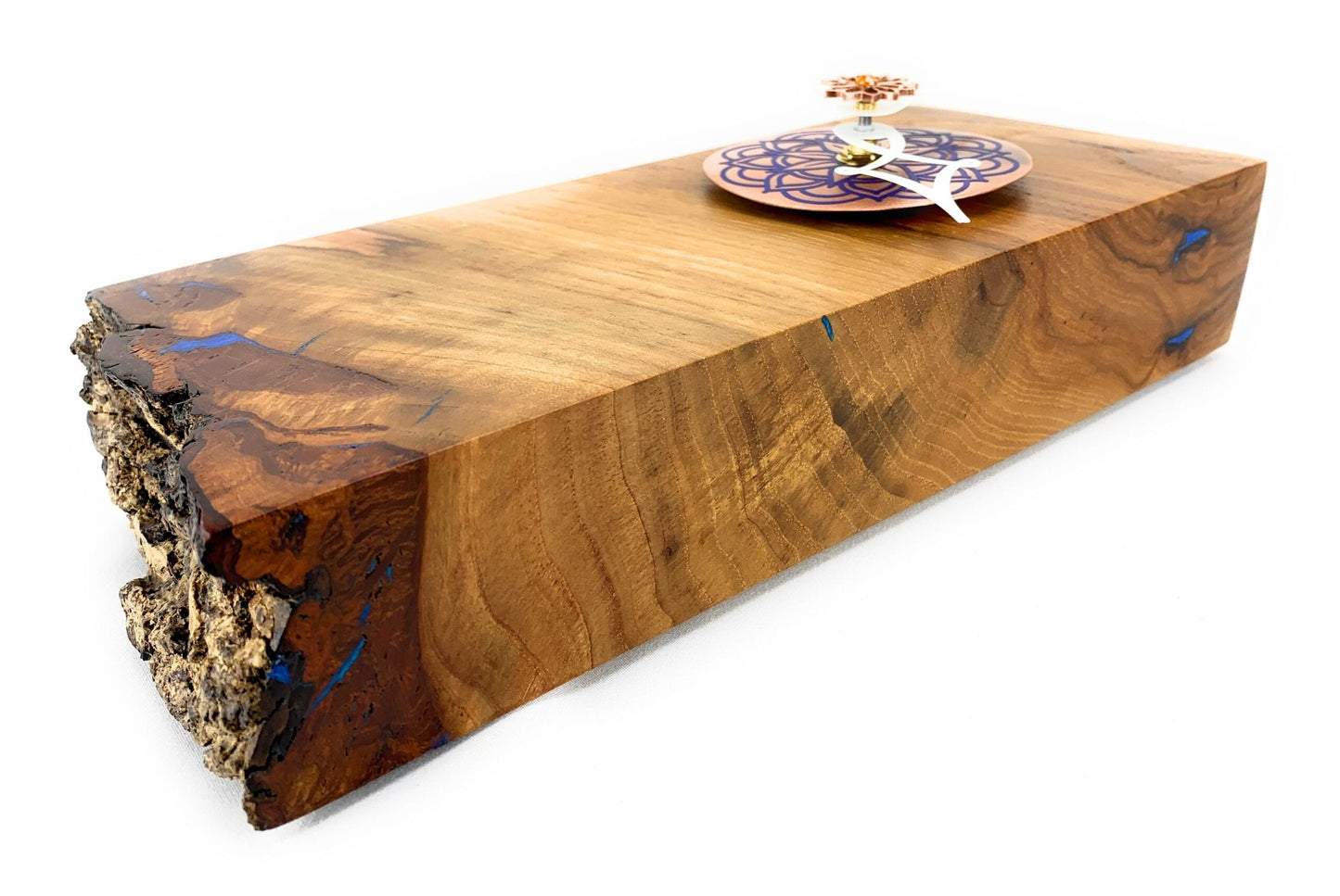 KingWood Live Edge Texas Pecan Slab Wall Clock "Tropic"
