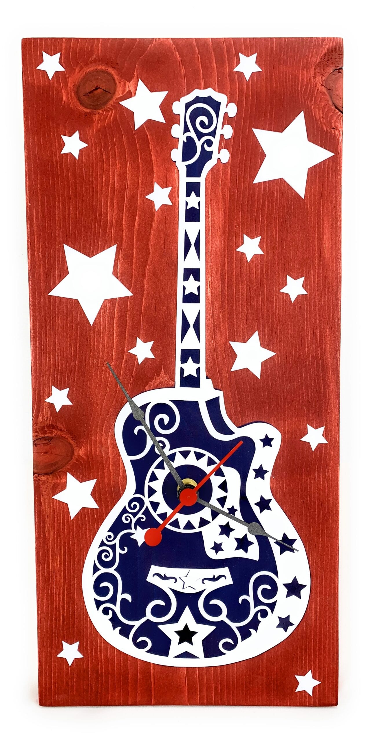 KingWood "Guitar Star" Wood Plank Wall Clock