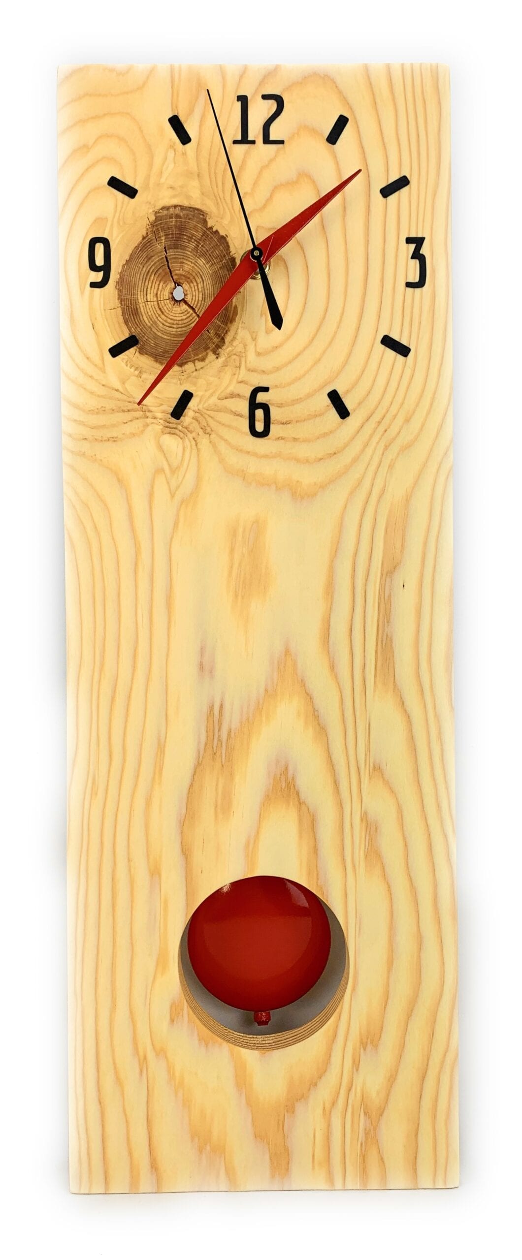 KingWood Pine Pendulum Wall Clock In Red