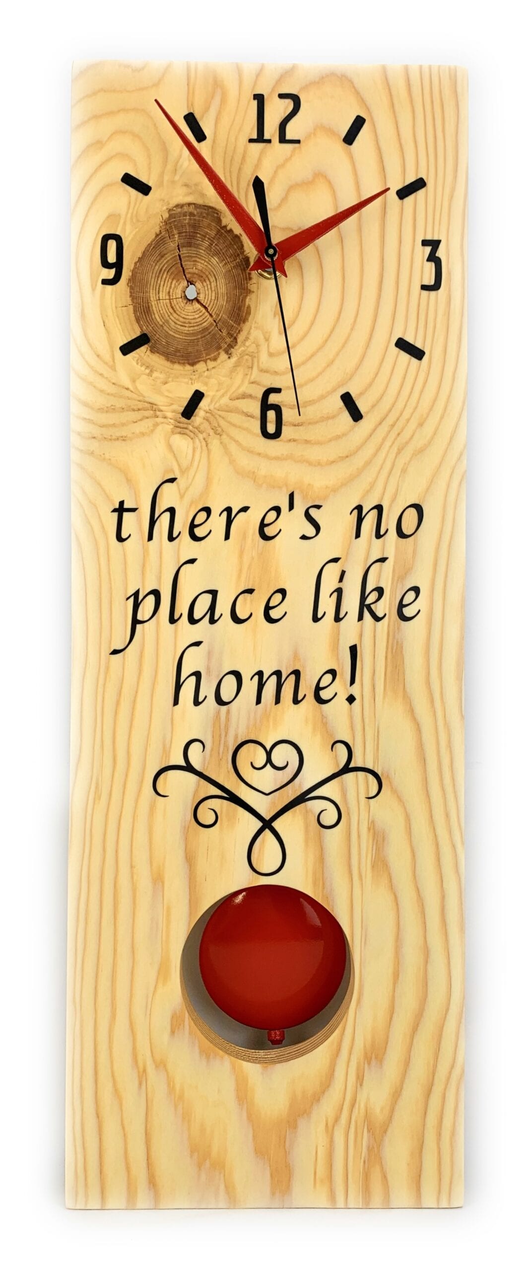 KingWood Pine Pendulum Wall Clock In Red
