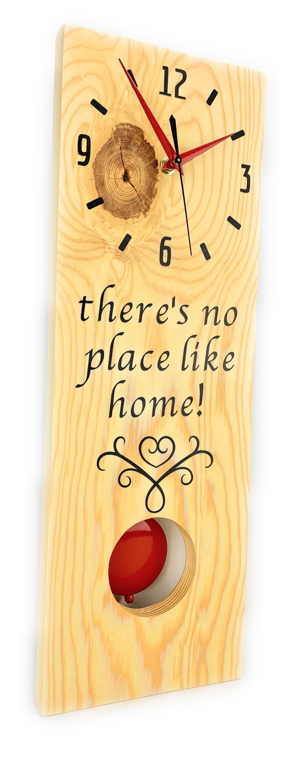 KingWood Pine Pendulum Wall Clock In Red