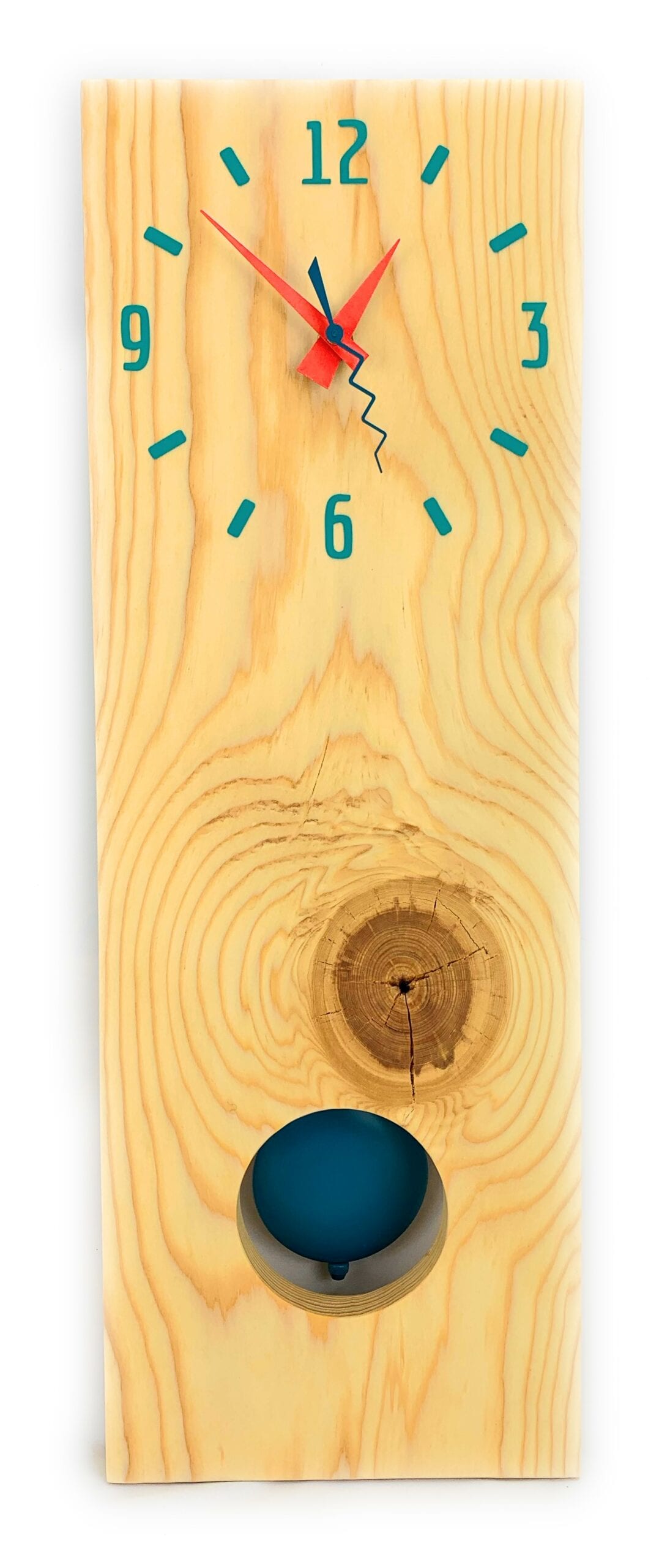 Pine Plank Pendulum Wall Clock in Santa Fe Style