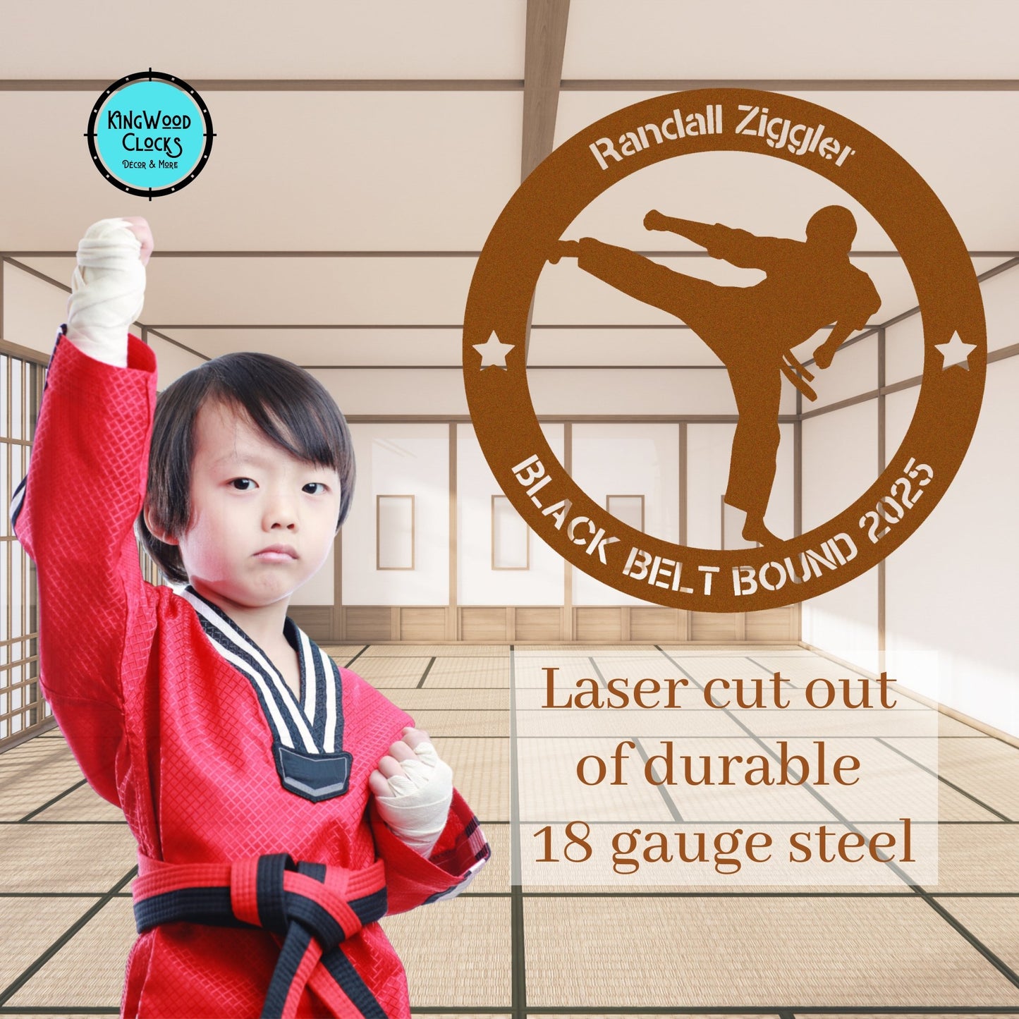 Personalized Martial Arts Boy Metal Wall Art