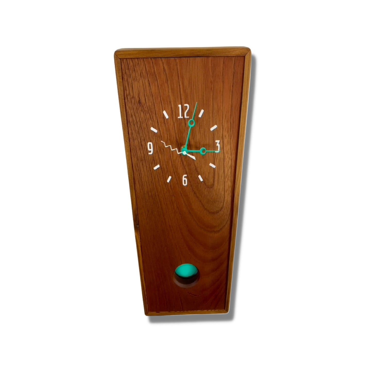 KingWood Pendulum Wall Clock In Cedar & Turquoise from above