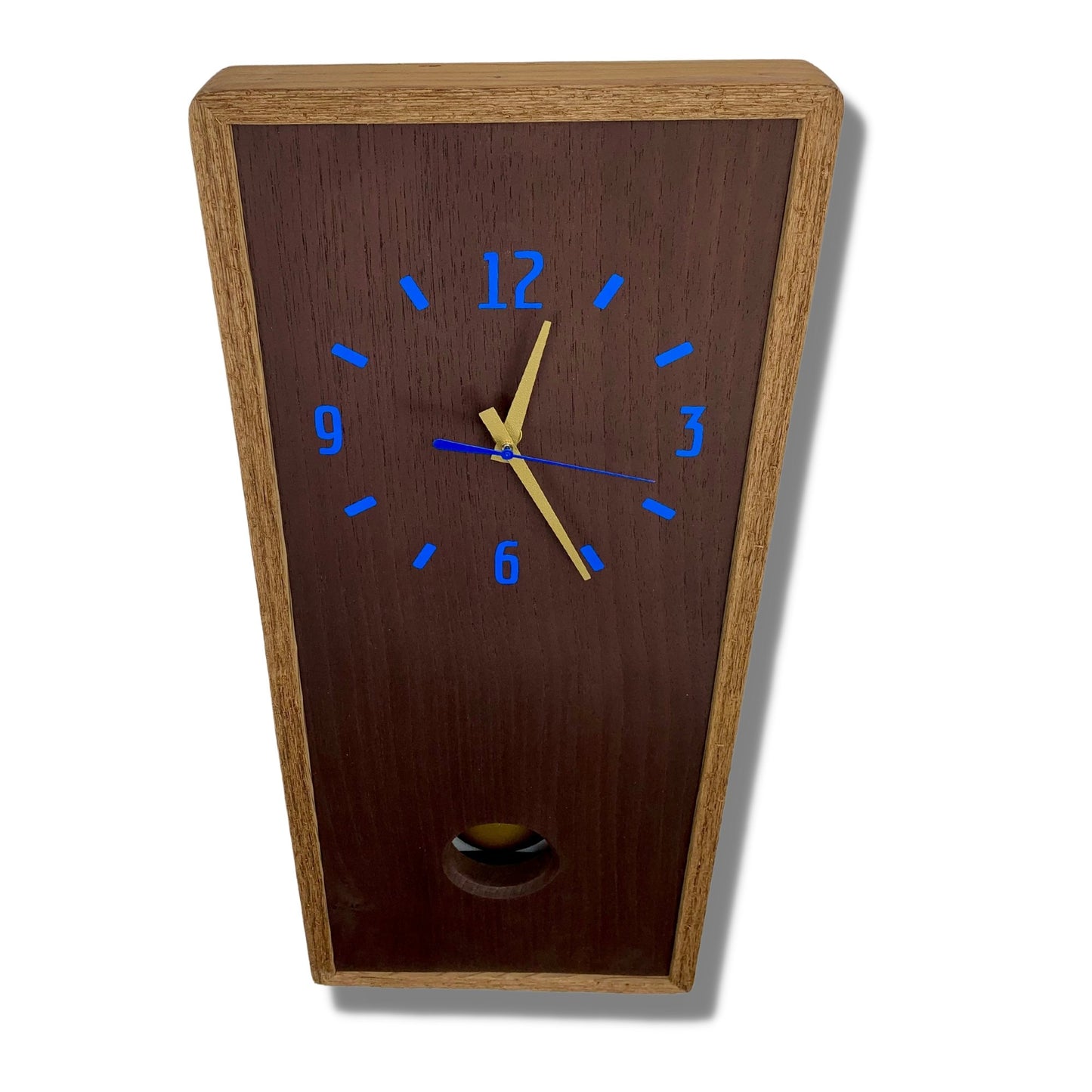 KingWood Cedar Pendulum Clock In Gold & Blue