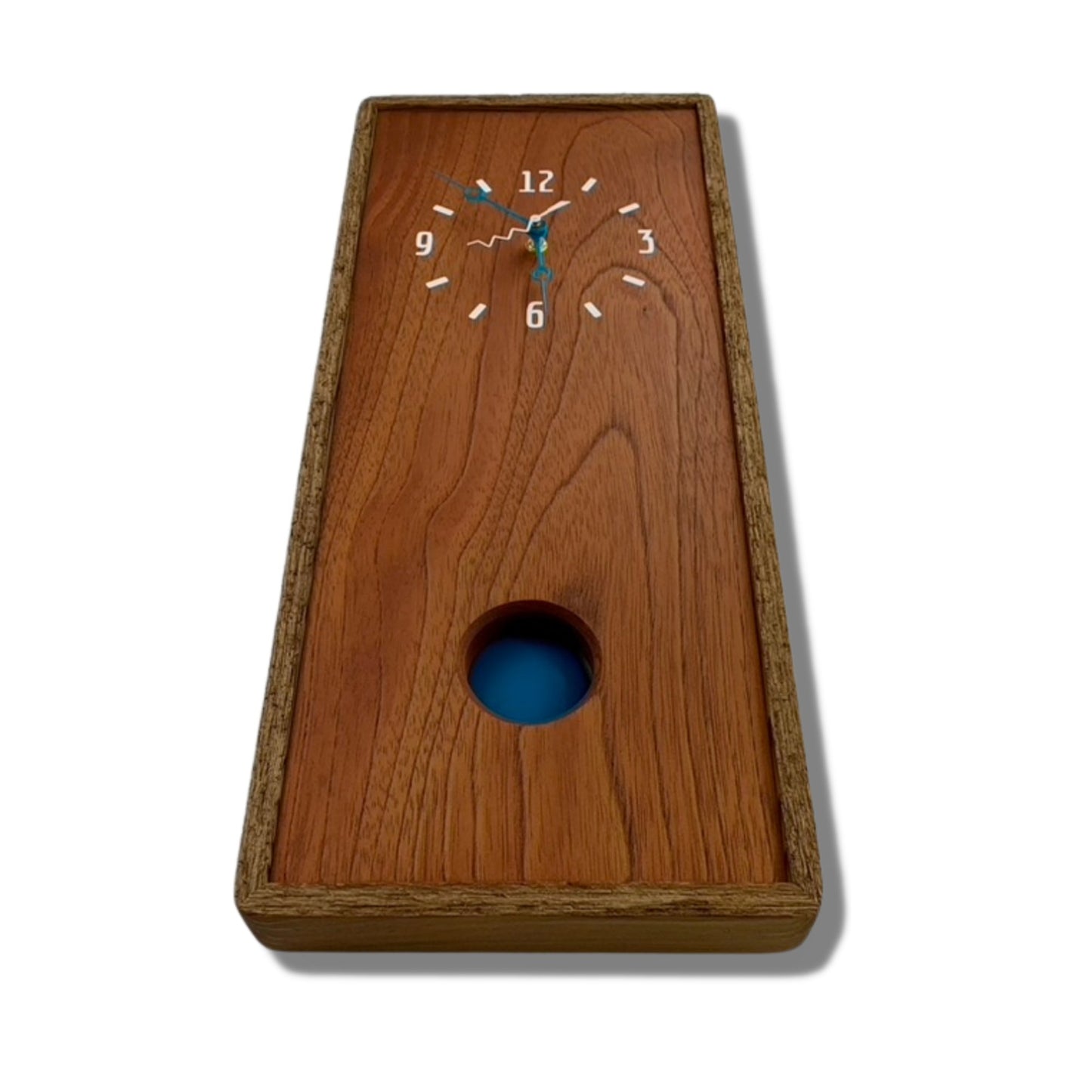 KingWood Pendulum Wall Clock In Cedar & Blue from below