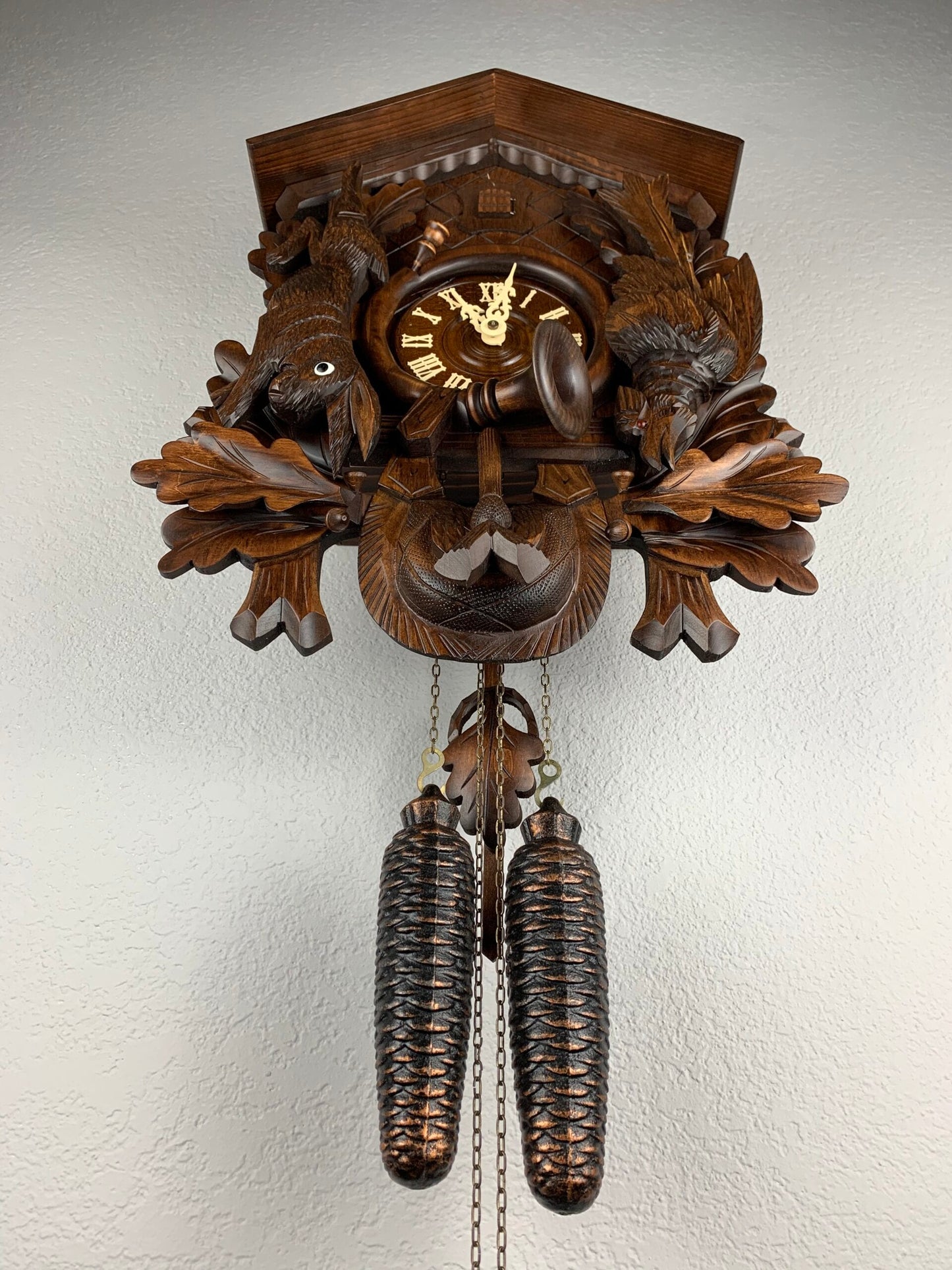 Dold 8 Day Hunter Cuckoo Clock, German Black Forest Clock