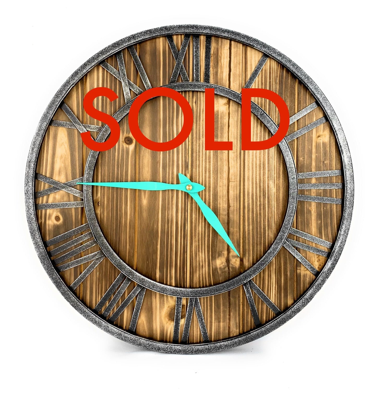 Round Wood & Metal Wall Clock