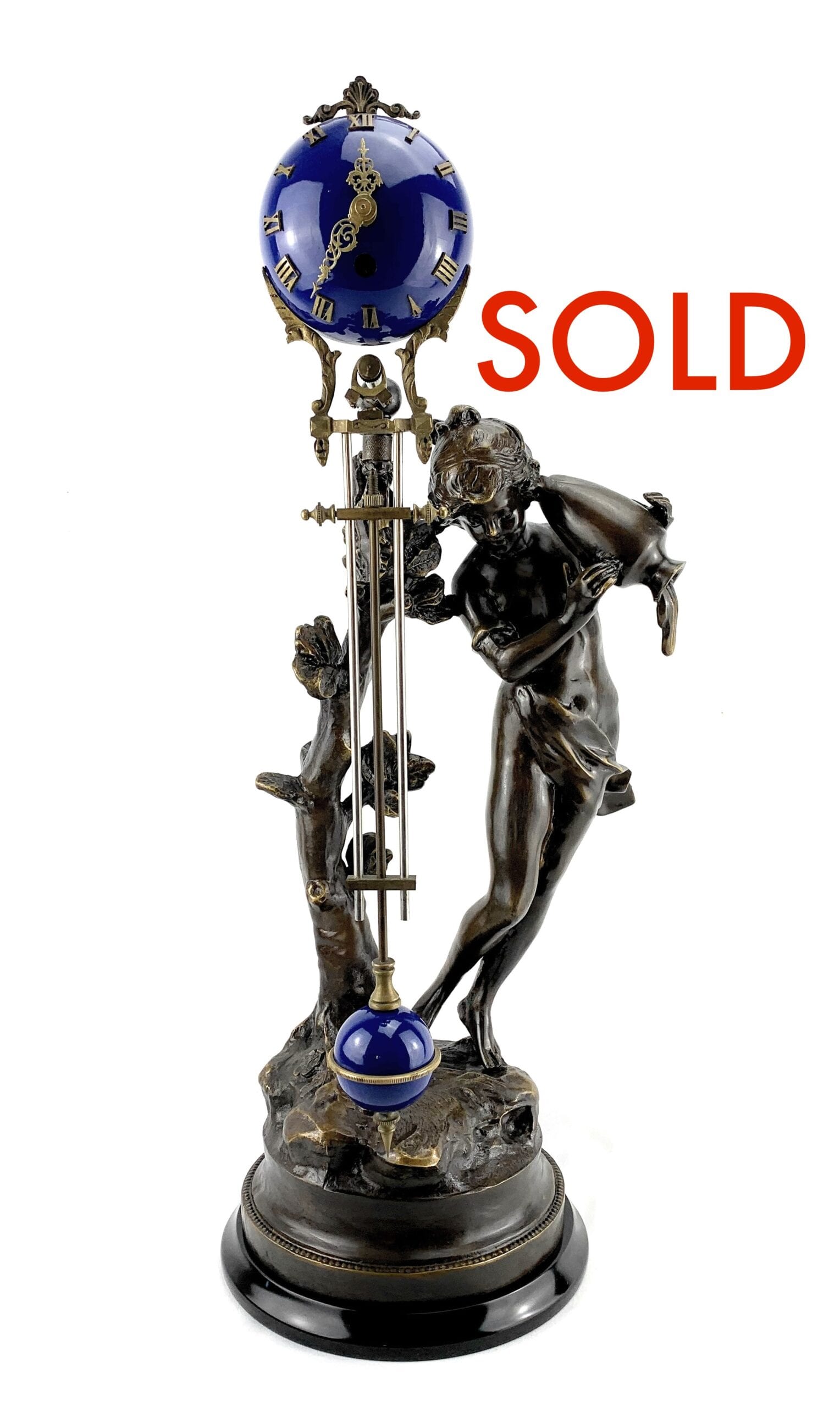 Ansonia Replica Mystery Swinger Statue Mantle Clock