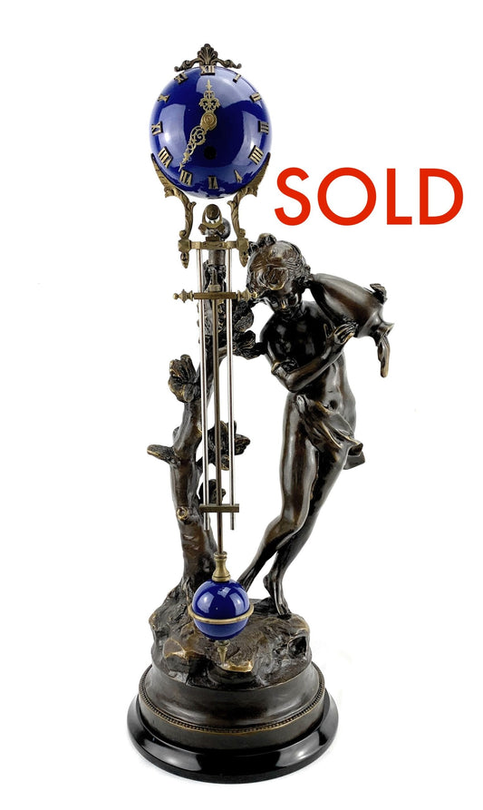 Ansonia Replica Mystery Swinger Statue Mantle Clock