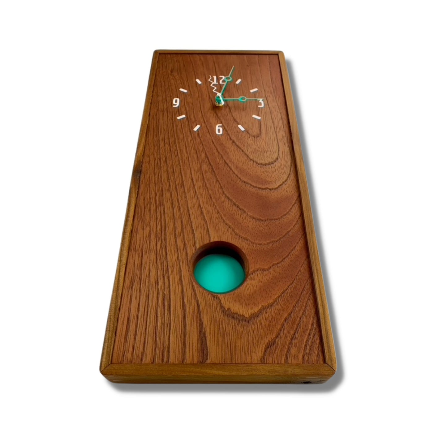 KingWood Pendulum Wall Clock In Cedar & Turquoise from bottom