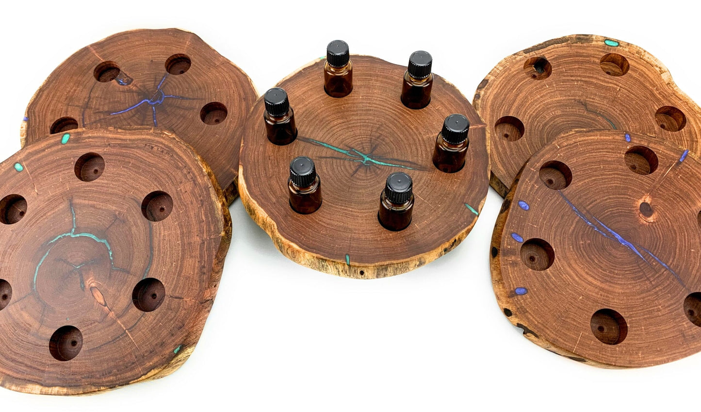 KingWood Essential Oil Holder, "Six Shooter" Lazy Susan