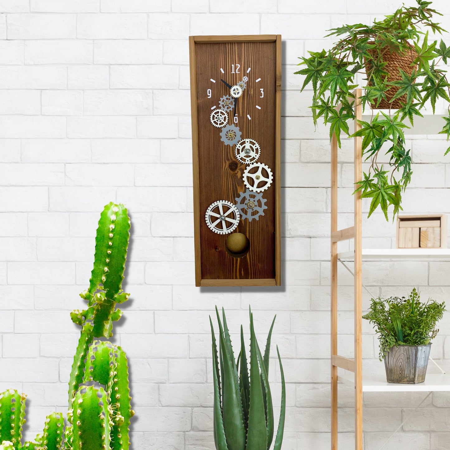 SOLD KingWood Pendulum Wall Clock w/ Gears In Gold