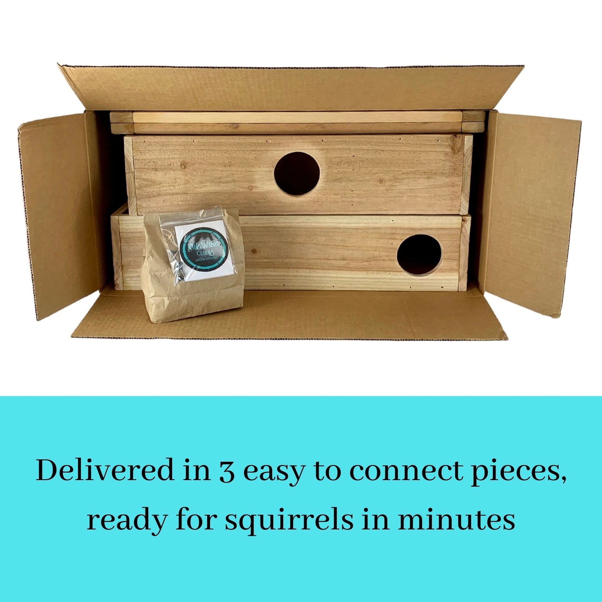 KingWood Squirrel Maze Feeder arrives well packed and ready for quick assembly