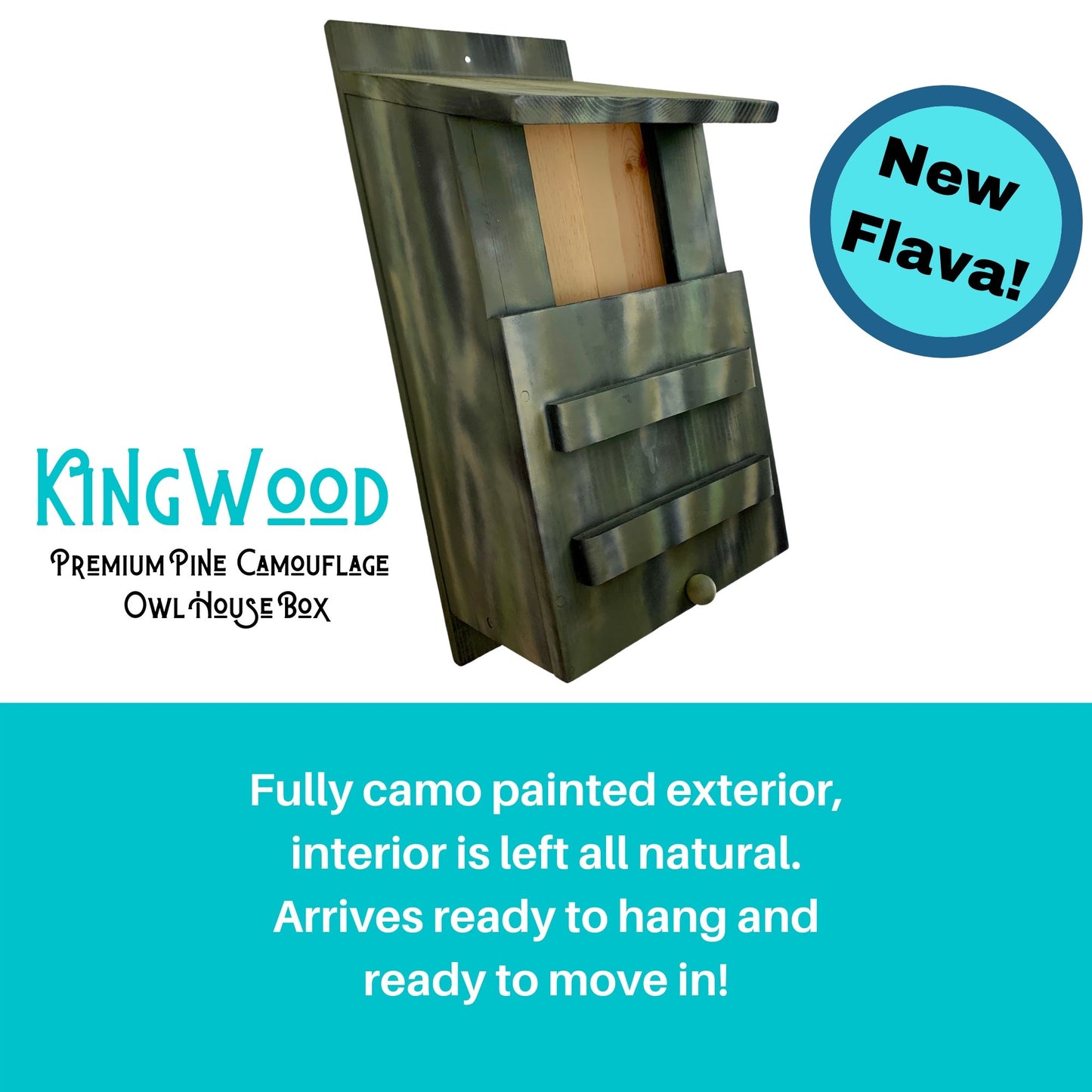 KingWood Premium Pine Camouflage Owl House Box