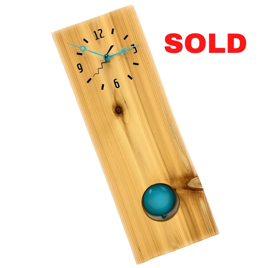 KingWood Cedar Pendulum Wall Clock In Blue