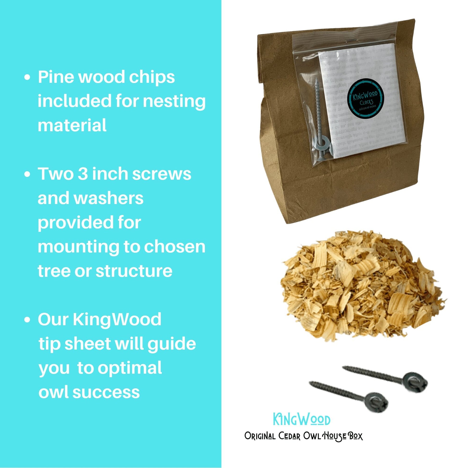 KingWood Original Cedar Owl House Pine Wood chip