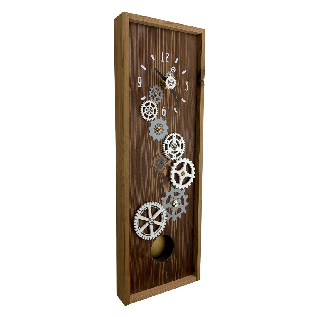 KingWood Pendulum Wall Clock w/ clock Gears in gold