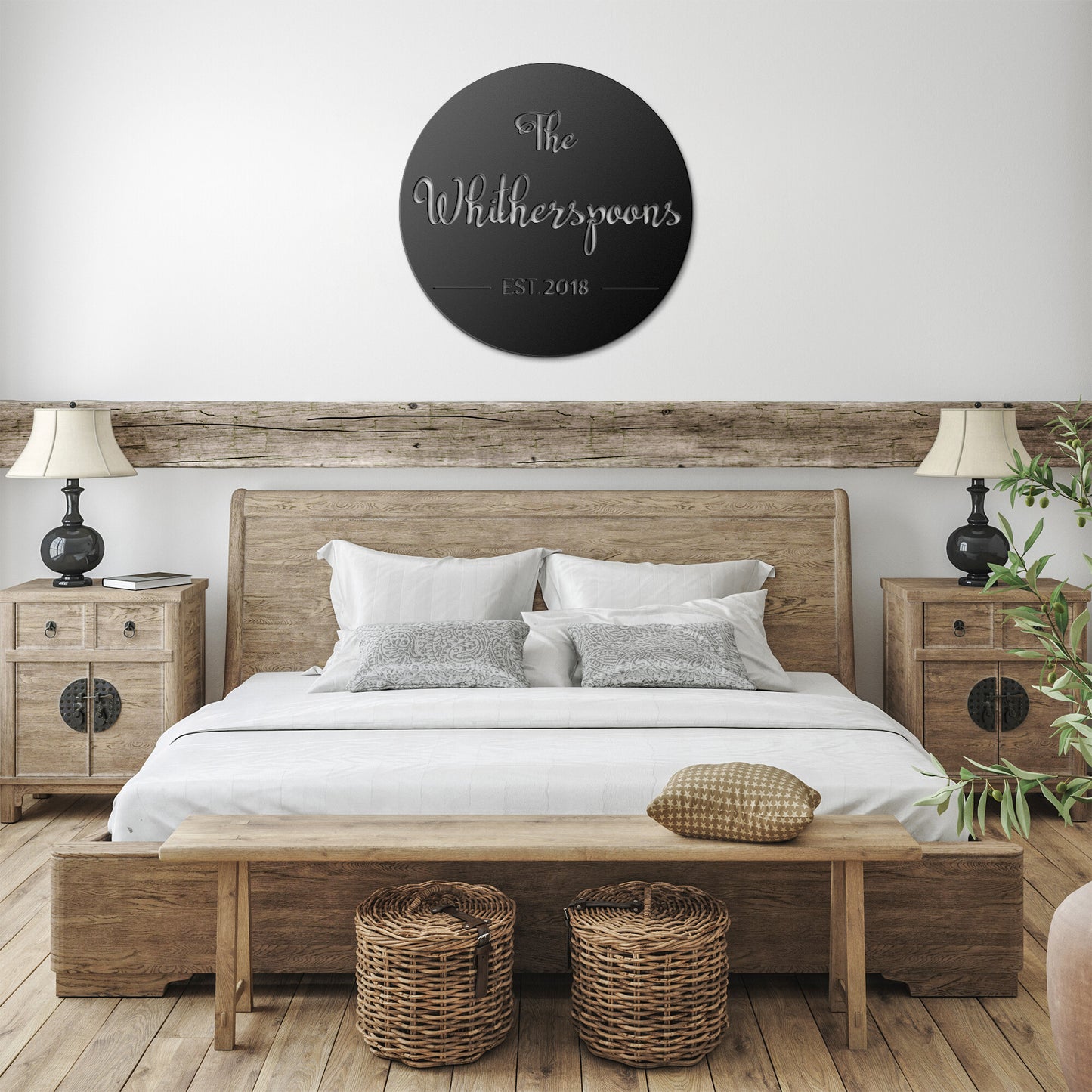 Personalized Round Metal Name Sign, Custom Established Family Metal Wall Art