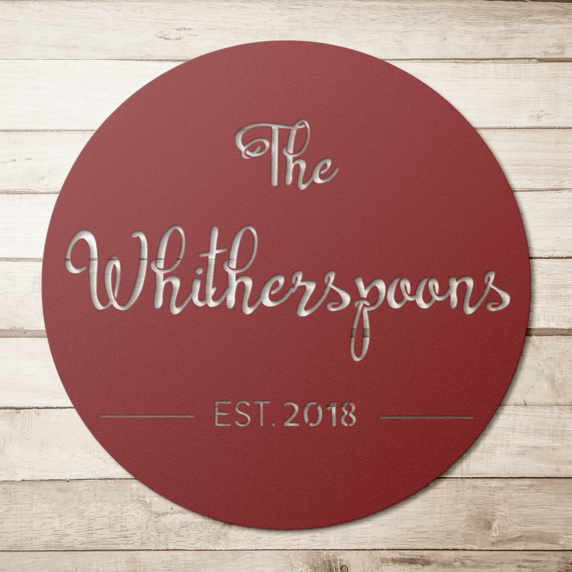 Personalized Round Metal Name Sign, Custom Established Family Metal Wall Art