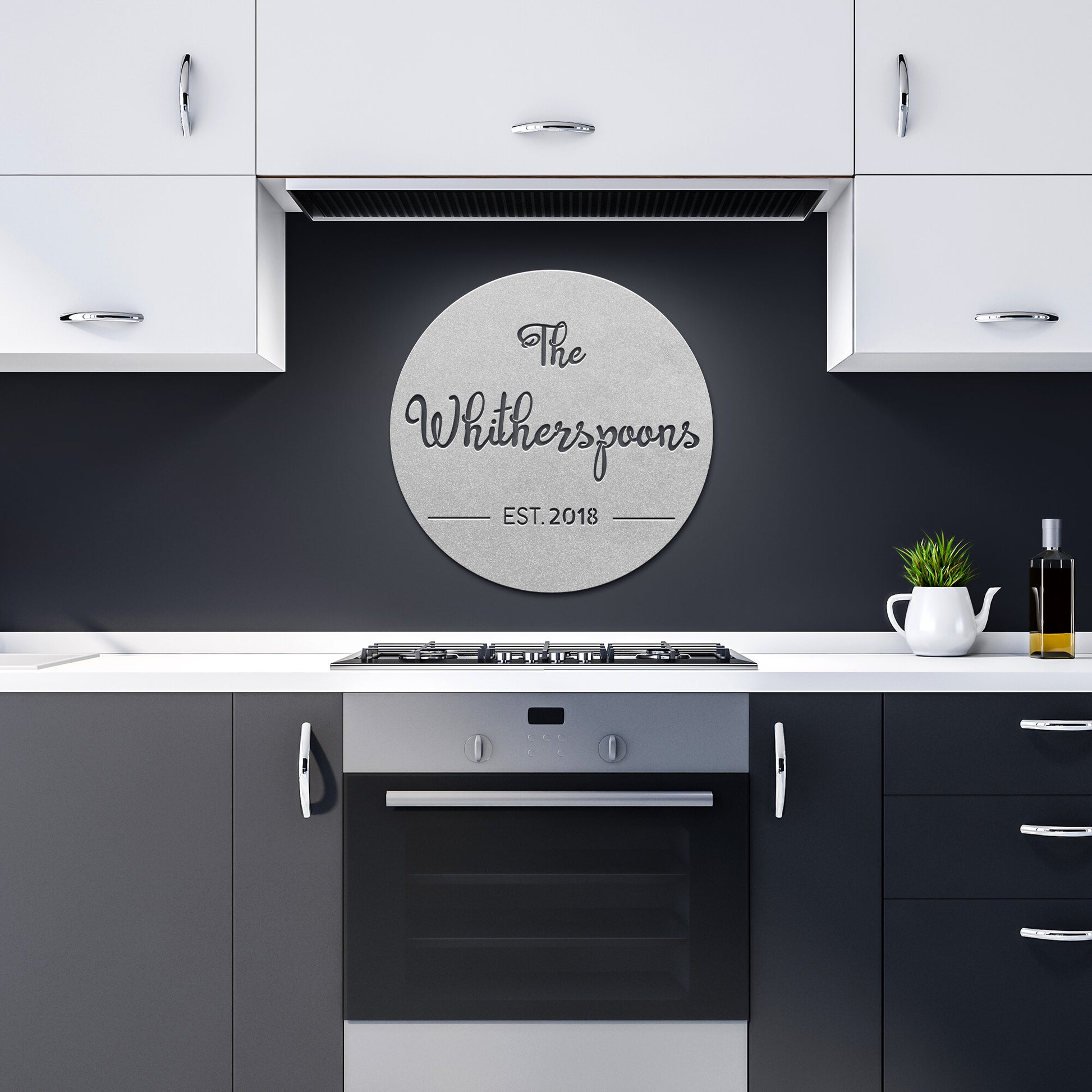 Personalized Round Metal Name Sign, Custom Established Family Metal Wall Art