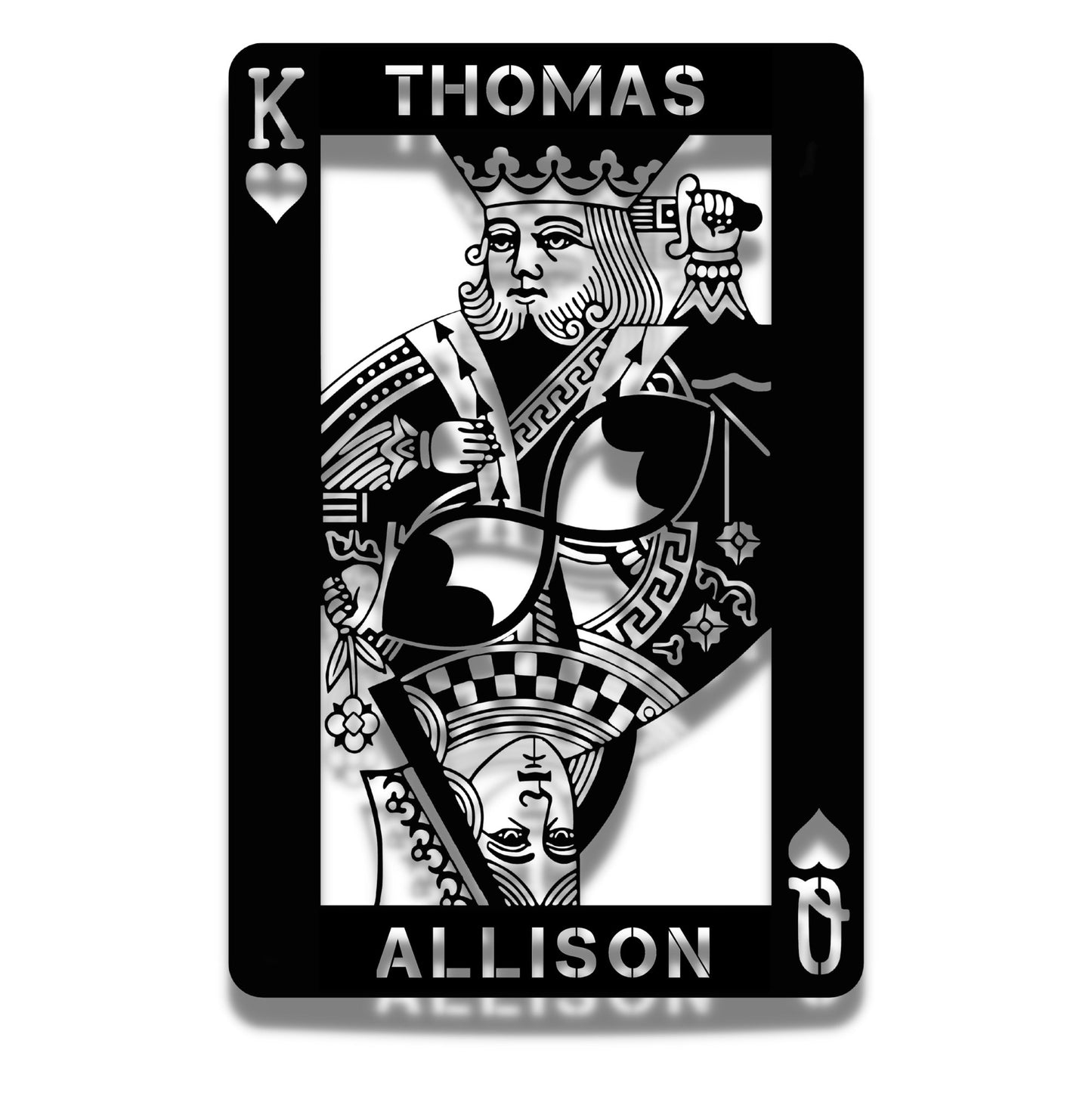 Personalized King & Queen of Hearts Metal Wall Art