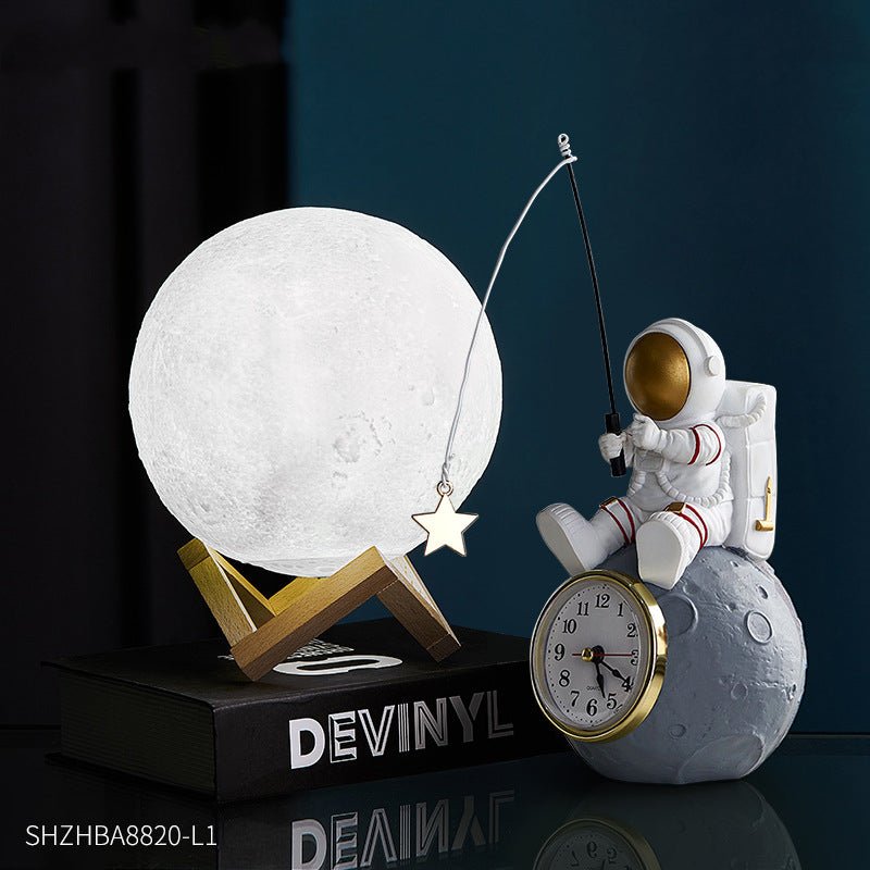 Star Fishing Astronaut Clock on desk