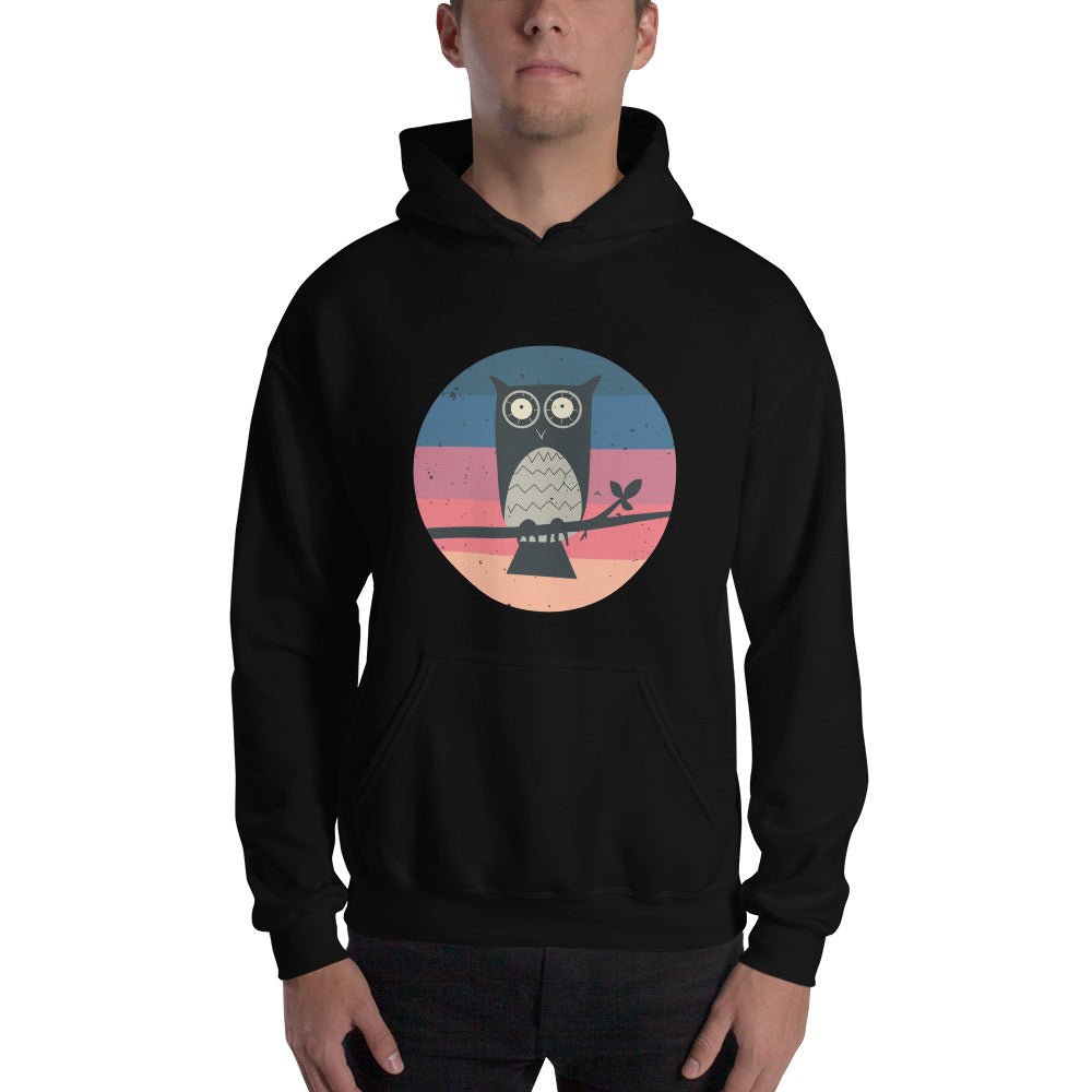 KingWood Sunset Owl Hoodie, Unisex in black