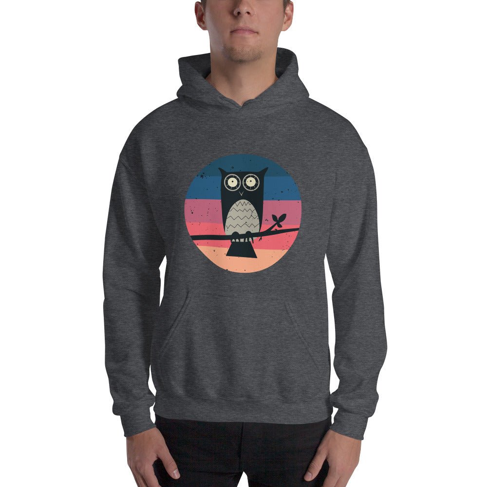 KingWood Sunset Owl Hoodie, Unisex in grey