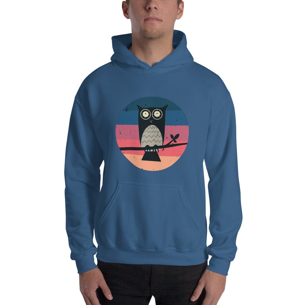 KingWood Sunset Owl Hoodie, Unisex in dark blue