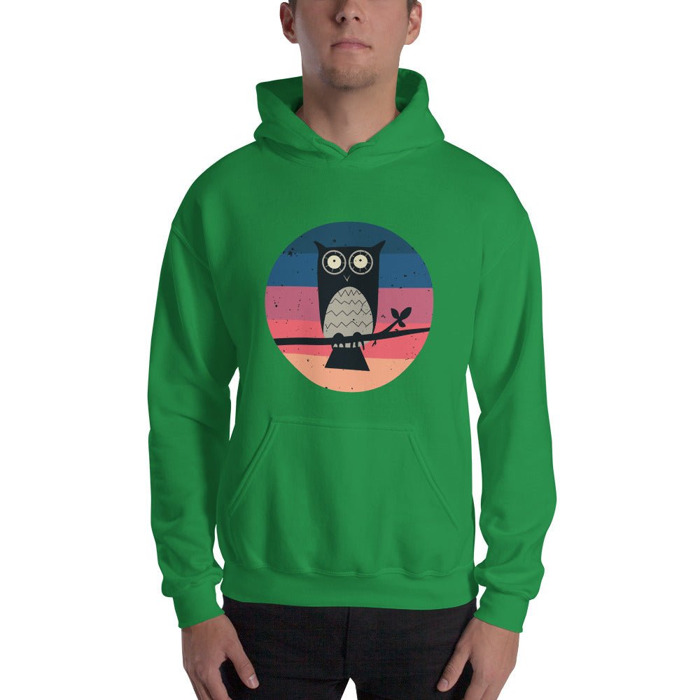 KingWood Sunset Owl Hoodie, Unisex in green