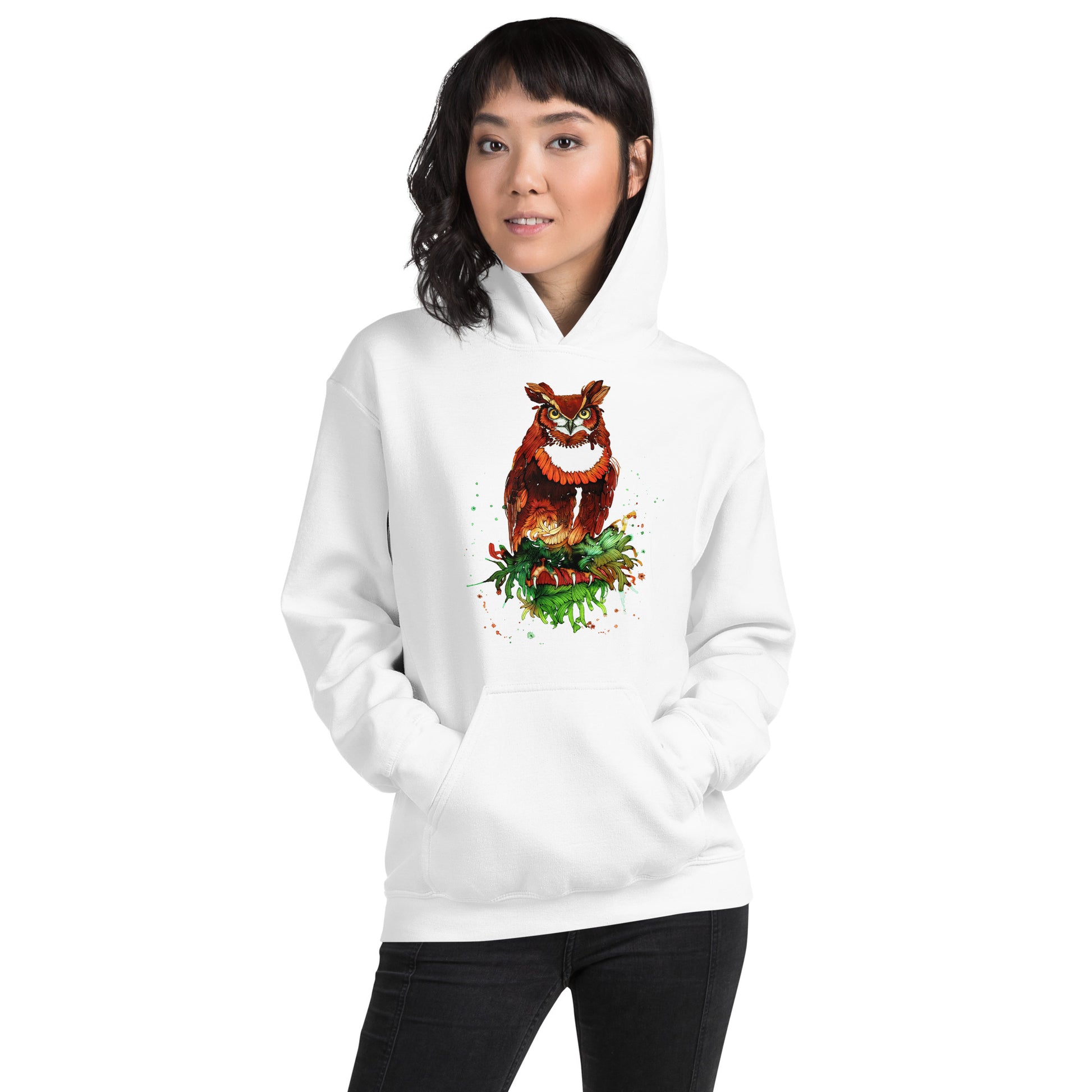KingWood Watercolor Owl Hoodie