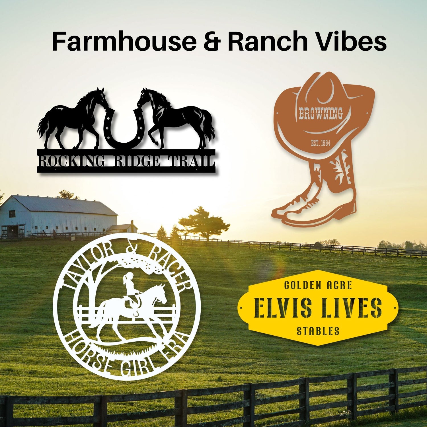 Farmhouse & Ranch Vibes metal wall art and more for your family homestead